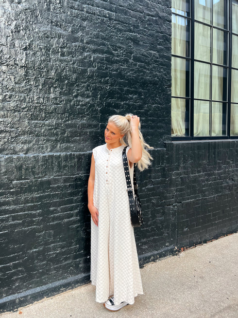 The Bowie Checkered Jumpsuit // Ivory *RESTOCKED*